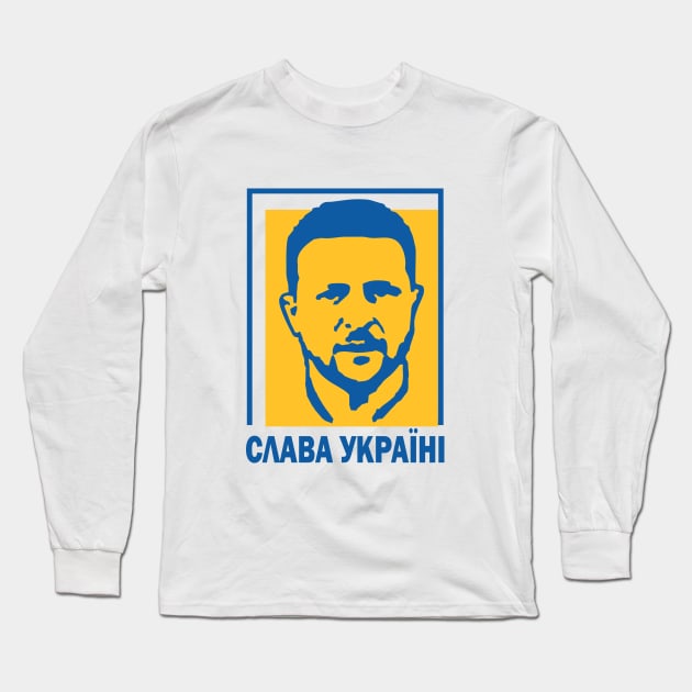 Ukraine President Zelensky slava ukraini Long Sleeve T-Shirt by raaak